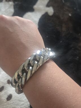 Classic Heavy Silver Cuban Link Bracelet for Men Or Women